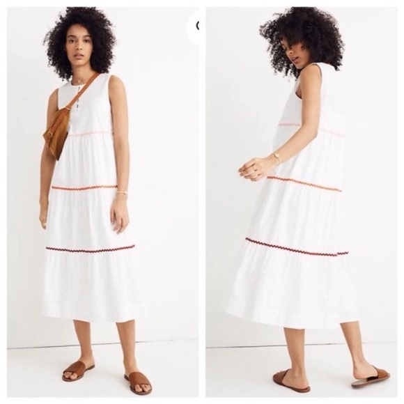 Madewell Boho White Spring Midi Dress - Picture 5 of 5
